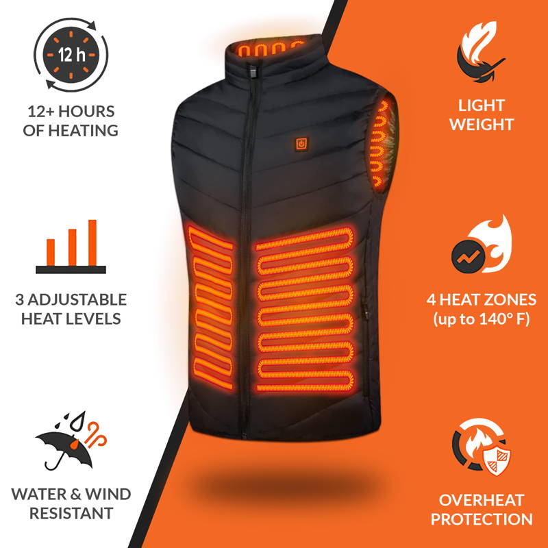 Heated Vest With Rechargeable Battery Pack